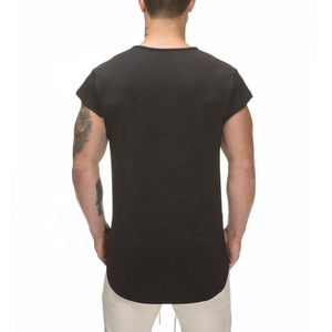 Camiseta de manga corta con dobladillo redondo para gimnasio para hombre, camisetas sin mangas de ajuste Regular, suave, ecológica, transpirable, de talla grande - Product Image 4