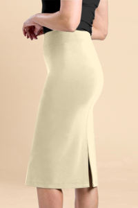 Jupe crayon formelle beige pour femme Trendmalls, longueur genou, avec ceinture élastique confortable, teinte unie - Product Image 6