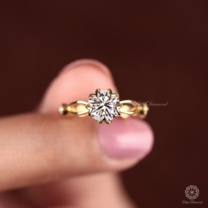 Anillo de compromiso de diamante cultivado en laboratorio de corte redondo solitario de 1,39 CT banda trenzada - Product Image 5