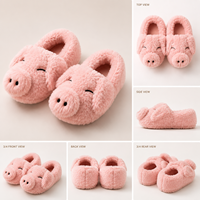 Chaussons d'intérieur en textile doux, motif cochon en peluche, légers, chauds, antidérapants, pour l'hiver et l'automne, OEM ODM, personnalisables
