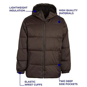 Vestes d'hiver sur mesure, col montant, design à capuche, séchage rapide, respirantes, imperméables, tissu en toile 100% polyester, pour hommes - Product Image 2
