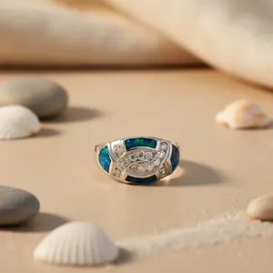 Bague géométrique en argent 925 avec pierres précieuses, romantique et tendance, pour femmes - Product Image 2