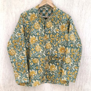 Chaquetas de estilo bohemio con estampado de bloques, chaquetas acolchadas de algodón Floral Vintage, pantalones cortos bohemios hechos a mano de peso ligero para regalo de mujer - Product Image 1