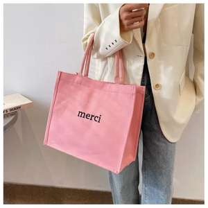 Bolso de lona pesado para mujer en colores rosa, Morado, negro, blanco y crema con tela duradera para uso diario - Product Image 4