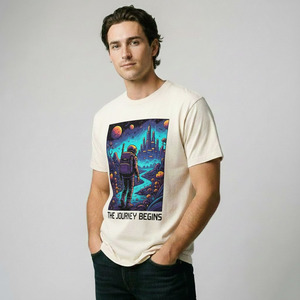 T-shirt pour homme à col rond, coupe classique, en polyester/coton imprimé, manches courtes, style streetwear écologique - Product Image 2