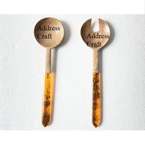 Serviette à salade en bois d'acacia de la meilleure qualité avec poignée en résine fantaisie ensemble de cuillère et fourchette de service écologique vaisselle ustensiles de cuisine - Product Image 2