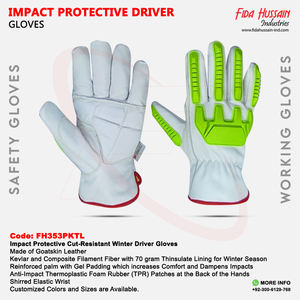 Gants de sécurité pour conducteur à percussion Conception de pouce trapézoïdal avec caoutchouc thermoplastique (TPR) Gants de conduite anti-impact en cuir de chèvre - Product Image 6