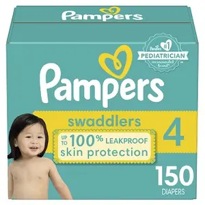 Diapers Size 4, 150 Count - Pampers Swaddlers Disposable Baby Diapers