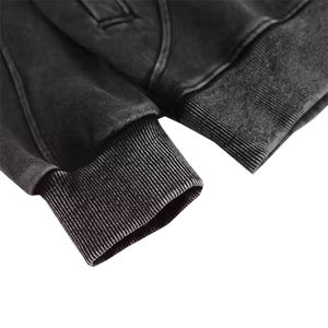 Sweat à capuche de haute qualité délavé à l'acide, épaule tombante, multi-poches, logo personnalisé sérigraphié, conception polaire décontractée pour le service d'hiver OEM - Product Image 5