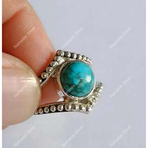 925 Sterling Silver <b>Turquoise</b> <b>Ring</b> Handmade December Birthstone Promise Jewelry with 18K Plating Gift - Product Image 2