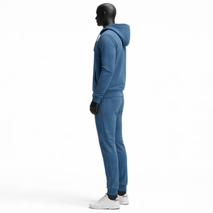 Conjunto Deportivo Unisex Azul con Capucha, Chaqueta con Cremallera de Manga Larga, Conjunto Casual para Correr, Color Sólido, Algodón, Ropa de Invierno, Corte Regular, Transpirable - Product Image 6