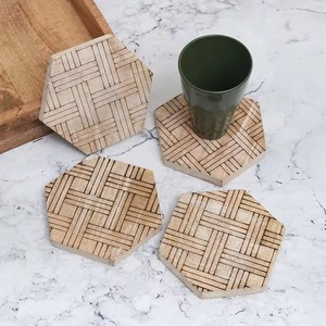 Posavasos de madera hexagonal de primera calidad, alfombrilla para taza de forma única para café, té, mesa de comedor, Mostrador de Bar y estilo Interior del hogar de la India - Product Image 2