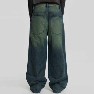 Pantalones vaqueros holgados de pierna ancha y recta lavados con estampado de algodón suave Digital 2025, pantalones vaqueros con bolsillo de costura para hombres, servicio OEM - Product Image 2