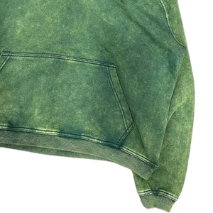 Sudadera con capucha lavada con ácido verde para hombre, jersey de lana de gran tamaño, ropa de calle, logotipo personalizado Vintage, algodón, grueso, cálido, ventas de invierno - Product Image 2