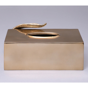 Caja de pañuelos dorada con diseño artístico de hojas soporte de pañuelos decorativo moderno para sala de estar dormitorio Oficina Hotel mesa de centro - Product Image 4