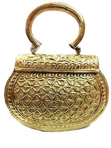 Lightweight comfort and style Trendy brass clutch <b>bag</b> with gemstone details for chic parties At Low Coast - Product Image 5
