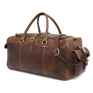 Bolsa de Viaje Grande de Cuero Genuino Vintage de Lujo para Hombre y Mujer, Resistente al Agua, Diseño Plegable, Color Marrón - Product Image 6