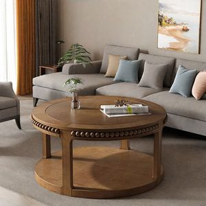 Table basse en bois antique traditionnelle d'inspiration patrimoniale avec pieds en bois portables pour un mobilier de salon stable - Product Image 2