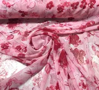 Tissu en mousseline de soie imprimé floral rose recyclé belle plage pour les femmes doublure tricotée extensible pour maillots de bain style uni