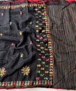 Tussar de yute atractivo con fabricante y proveedor de Sari bordado de Cachemira de Surat a precio mayorista - Product Image 6