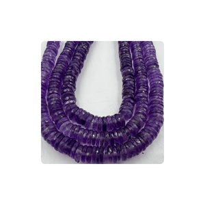 Venta de fábrica, cuentas en forma de nivel Heishi facetadas de amatista púrpura Natural a granel, 7-10mm, 14 pulgadas, precio al por mayor para la fabricación de joyas - Product Image 6