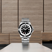 Montre Ronda 763 en acier inoxydable à quartz, verre saphir, cadran à aiguilles, étanche 10 ATM, boîtier de 42 mm, fermoir caché à bouton-poussoir