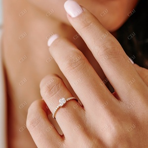 Anillo de diamante Natural de oro de 14 quilates de alta calidad, anillo de compromiso de diamante con forma de pera, anillo de boda minimalista para mujer - Product Image 4