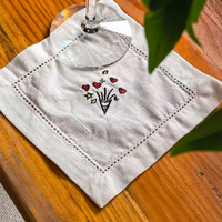Serviettes de cocktail carrées en coton et lin brodées avec logo personnalisé, réutilisables, 15x15cm, pour restaurant, fête, table