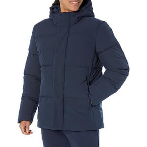OEM Winter <b>Men's</b> High Quality Canvas <b>Padded</b> Jacket with Hood Zipper-Up Custom Bubble Coat Comfortable Winter Jacket - Product Image 1