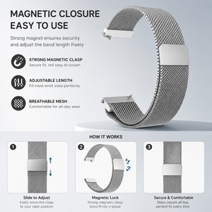 Bracelet de remplacement magnétique en maille respirante en acier inoxydable pour montre connectée <span class=keywords><strong>Garmin</strong></span> Vivoactive 5 <span class=keywords><strong>Venu</strong></span> 2 Plus - Product Image 6