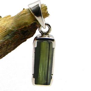 Pendentif crayon tourmaline verte en argent sterling 925 bijoux faits à la main collier pendentif en pierre unisexe - Product Image 5