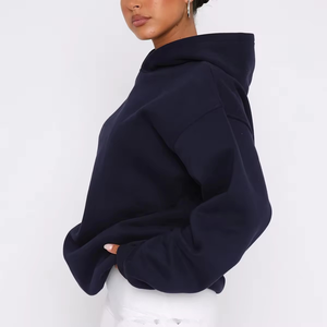 Vente en gros bon marché Sweats à capuche surdimensionnés à épaules tombantes pour femmes Respirant Impression de logo personnalisée - Product Image 5