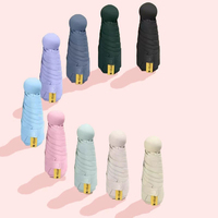 Parapluie manuel à cinq volets noir minimaliste Mini poche Design pliant compact avec pochette Idéal pour une utilisation en déplacement