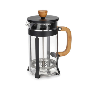 Chez Yay Classic Black French Press High Borosilicate Glass Body with Wooden Handle 1000ml for Espresso Cappuccino & Tea Maker