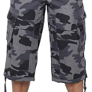 <b>Men</b> s Grey <b>Camo</b> <b>Cargo</b> Shorts Multi Pocket Style Knee Length Outdoor Casual Wear - Product Image 5