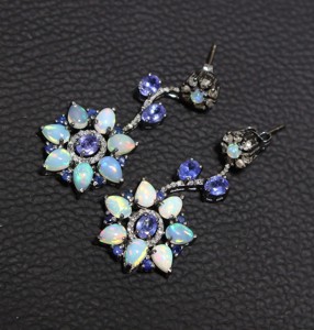 Conjunto de pendientes con abalorio de corte de pera de diamante de ópalo etíope, diseño Vintage, suministro directo de fábrica, joyería de plata de ley 925, regalo de boda - Product Image 6