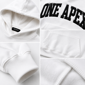 Sweat-shirt à capuche surdimensionné en coton blanc personnalisé pour homme, pull épais streetwear, broderie ONEAPEX OEM - Product Image 6