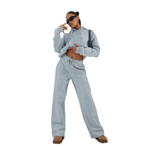 ชุดกางเกงวอร์มผ้าฝ้ายมีฮู้ดสำหรับผู้หญิงชุดใส่วิ่งกางเกงขายาวสำหรับฤดูหนาวพิมพ์โลโก้ได้ตามต้องการ - Product Image 1