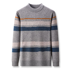 เสื้อสเวตเตอร์ถักแบบลำลองสำหรับบุรุษผ้าขน100% สีพื้นระบายอากาศคอกลมทรงสลิมฟิตสำหรับฤดูใบไม้ร่วง - Product Image 5