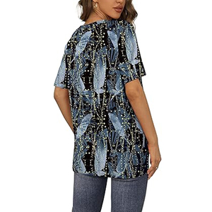 เสื้อยืดแขนสั้นลำลองสำหรับผู้หญิงใส่ในฤดูร้อนเสื้อยืดผ้าแคนวาสแบบระบายอากาศได้ลายปักตกแต่งคอวี - Product Image 3