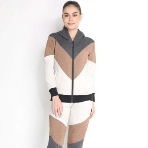 Conjunto de chándal con cremallera para mujer al por mayor | Traje de correr de dos piezas de moda con chaqueta con cremallera completa y pantalones de chándal con cintura elástica - Product Image 1