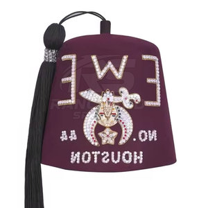 Chapeau Fez maçonnique de style cérémonial, chapeau Fez maçonnique OEM, chapeau Fez traditionnel Shriner, chapeau Fez pour homme, couvre-chef maçonnique brodé - Product Image 3