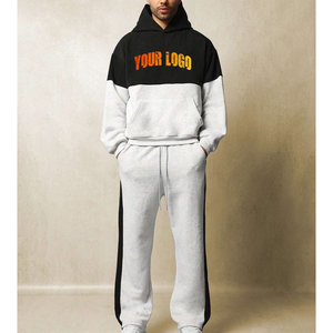 Design personnalisable haute qualité bicolore décontracté solide unisexe Gym formation polaire survêtement hiver Streetwear lavage à l'acide Plus - Product Image 4