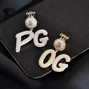 Collar con colgante de nombre personalizado con bolsa de dinero Iced Out, collar con letras personalizadas de diamantes CZ brillantes, joyería de Hip Hop - Product Image 4