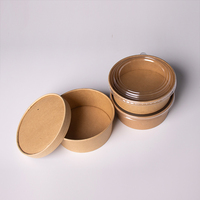 Boîte à emporter écologique de qualité supérieure, boîte alimentaire ronde en kraft avec couvercle, logo personnalisé OEM, vente en gros, boîte biodégradable