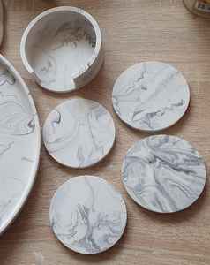 Juego de Posavasos de Arte Abstracto en Mármol, Decoración Elegante para Mesa, Regalo para el Hogar - Product Image 4