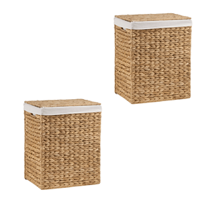 Stylish Water Hyacinth <b>Basket</b> <b>With</b> <b>Lid</b> Large Handmade Laundry <b>Hamper</b> <b>With</b> Cotton Liner For Household Or Hotel Use From Vietnam - Product Image 4