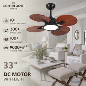 USA In Stock 33 Inch <b>Ceiling</b> <b>Fan</b> <b>with</b> Light and <b>Remote</b> <b>Control</b>, Solid Wood DC Motor <b>Ceiling</b> <b>Fan</b> for Bedroom - Product Image 1