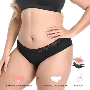 LYNMISS-bragas de talla grande para menstruación, ropa interior de algodón orgánico absorbente, culotte, venta al por mayor