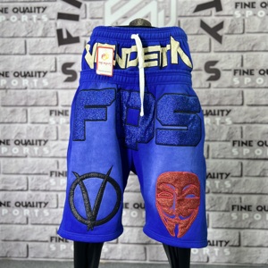 Pantalones cortos de sudor de lana 100% algodón para hombre Custom 300 GSM Sun Faded OEM desgastados con apliques bordados de estilo Hip Hop - Product Image 2